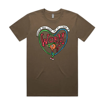 If I Was A Worm Tee by Lonely Kids Club. All clothing from our T-shirts to our shorts and hoodies are ethically made, and printed packed and shipped from Sydney.
