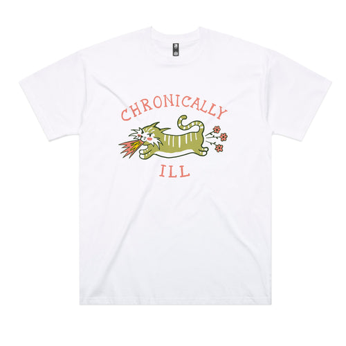 Chronically Ill Tee by Lonely Kids Club. All clothing from our T-shirts to our shorts and hoodies are ethically made, and printed packed and shipped from Sydney.
