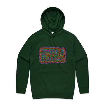Everything I Want To Do Is Illegal Hoodie by Lonely Kids Club. All clothing from our T-shirts to our shorts and hoodies are ethically made, and printed packed and shipped from Sydney.