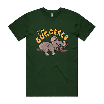 I'm Buggered Tee by Lonely Kids Club. All clothing from our T-shirts to our shorts and hoodies are ethically made, and printed packed and shipped from Sydney.