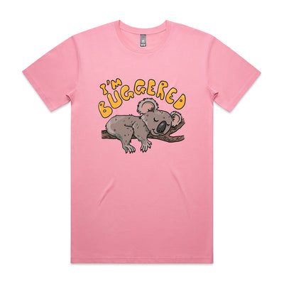 I'm Buggered Tee by Lonely Kids Club. All clothing from our T-shirts to our shorts and hoodies are ethically made, and printed packed and shipped from Sydney.