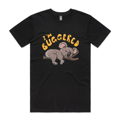 I'm Buggered Tee by Lonely Kids Club. All clothing from our T-shirts to our shorts and hoodies are ethically made, and printed packed and shipped from Sydney.