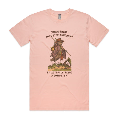 Imposter Syndrome Tee by Lonely Kids Club. All clothing from our T-shirts to our shorts and hoodies are ethically made, and printed packed and shipped from Sydney.