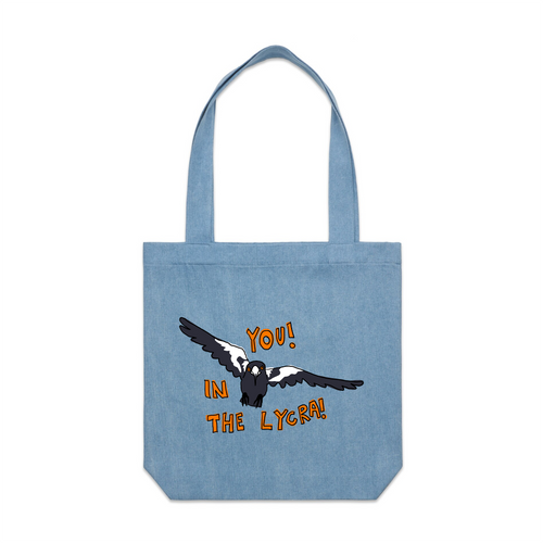 In The Lycra Tote by Lonely Kids Club. All clothing from our T-shirts to our shorts and hoodies are ethically made, and printed packed and shipped from Sydney.