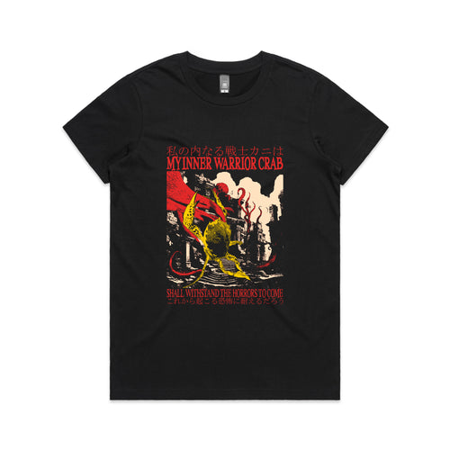 Inner Warrior Crab Tee by Lonely Kids Club. All clothing from our T-shirts to our shorts and hoodies are ethically made, and printed packed and shipped from Sydney.
