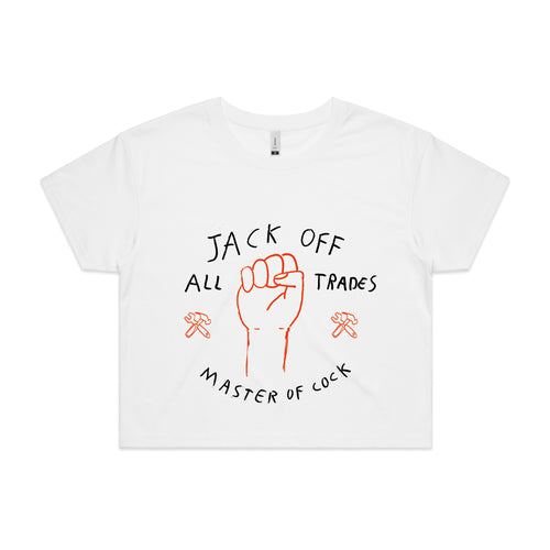 Jack Off All Trades Tee by Lonely Kids Club. All clothing from our T-shirts to our shorts and hoodies are ethically made, and printed packed and shipped from Sydney.