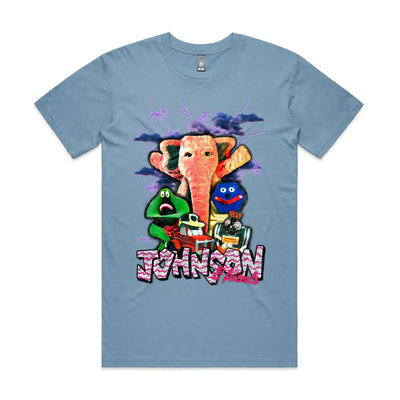 Johnson and Friends Tee by Lonely Kids Club. All clothing from our T-shirts to our shorts and hoodies are ethically made, and printed packed and shipped from Sydney.