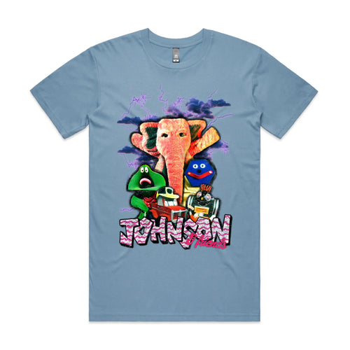 Johnson and Friends Tee by Lonely Kids Club. All clothing from our T-shirts to our shorts and hoodies are ethically made, and printed packed and shipped from Sydney.