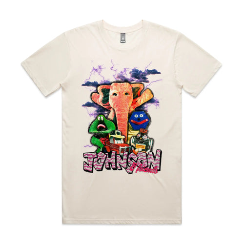 Johnson and Friends Tee by Lonely Kids Club. All clothing from our T-shirts to our shorts and hoodies are ethically made, and printed packed and shipped from Sydney.
