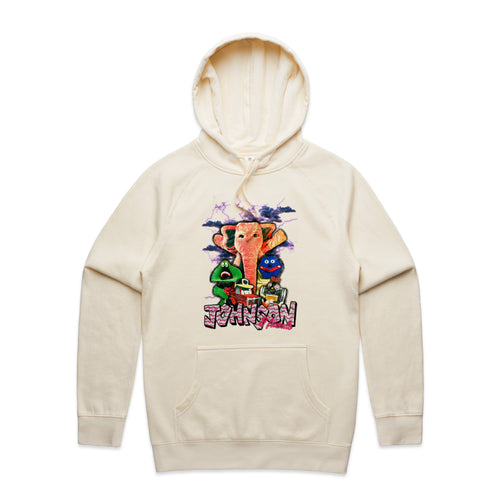 Johnson & Friends Hoodie by Lonely Kids Club. All clothing from our T-shirts to our shorts and hoodies are ethically made, and printed packed and shipped from Sydney.