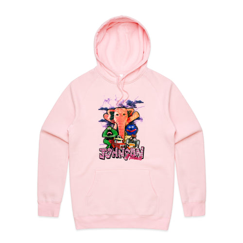 Johnson & Friends Hoodie by Lonely Kids Club. All clothing from our T-shirts to our shorts and hoodies are ethically made, and printed packed and shipped from Sydney.