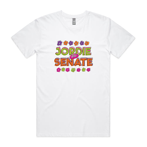 Jordie For Senate Tee by Lonely Kids Club. All clothing from our T-shirts to our shorts and hoodies are ethically made, and printed packed and shipped from Sydney.