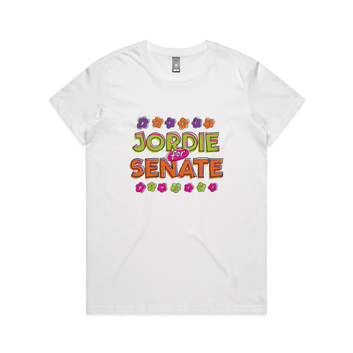 Jordie For Senate Tee by Lonely Kids Club. All clothing from our T-shirts to our shorts and hoodies are ethically made, and printed packed and shipped from Sydney.