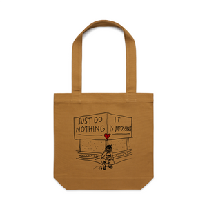 Just Do Nothing Tote by Lonely Kids Club. All clothing from our T-shirts to our shorts and hoodies are ethically made, and printed packed and shipped from Sydney.