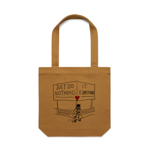 Just Do Nothing Tote by Lonely Kids Club. All clothing from our T-shirts to our shorts and hoodies are ethically made, and printed packed and shipped from Sydney.