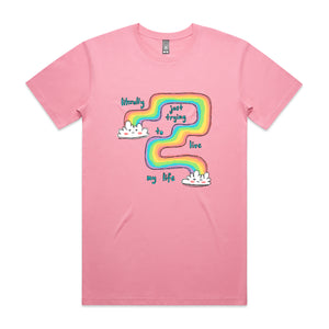 Just Trying To Live Tee by Lonely Kids Club. All clothing from our T-shirts to our shorts and hoodies are ethically made, and printed packed and shipped from Sydney.