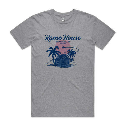 Kame House Beach Club Tee by Lonely Kids Club. All clothing from our T-shirts to our shorts and hoodies are ethically made, and printed packed and shipped from Sydney.