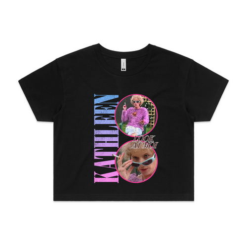 Kathleen Look At Moi Tee by Lonely Kids Club. All clothing from our T-shirts to our shorts and hoodies are ethically made, and printed packed and shipped from Sydney.