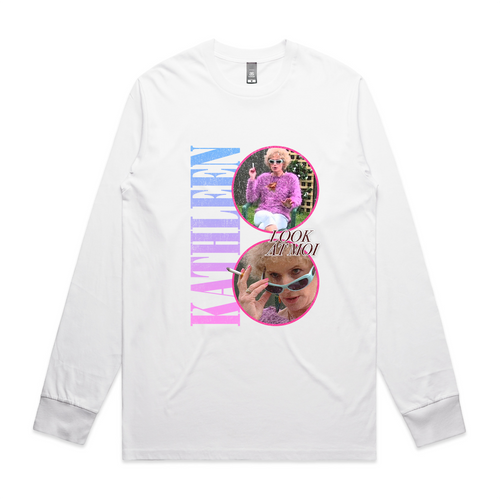 Kathleen Look At Moi Tee by Lonely Kids Club. All clothing from our T-shirts to our shorts and hoodies are ethically made, and printed packed and shipped from Sydney.
