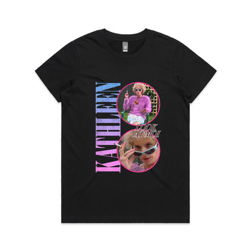 Kathleen Look At Moi Tee by Lonely Kids Club. All clothing from our T-shirts to our shorts and hoodies are ethically made, and printed packed and shipped from Sydney.