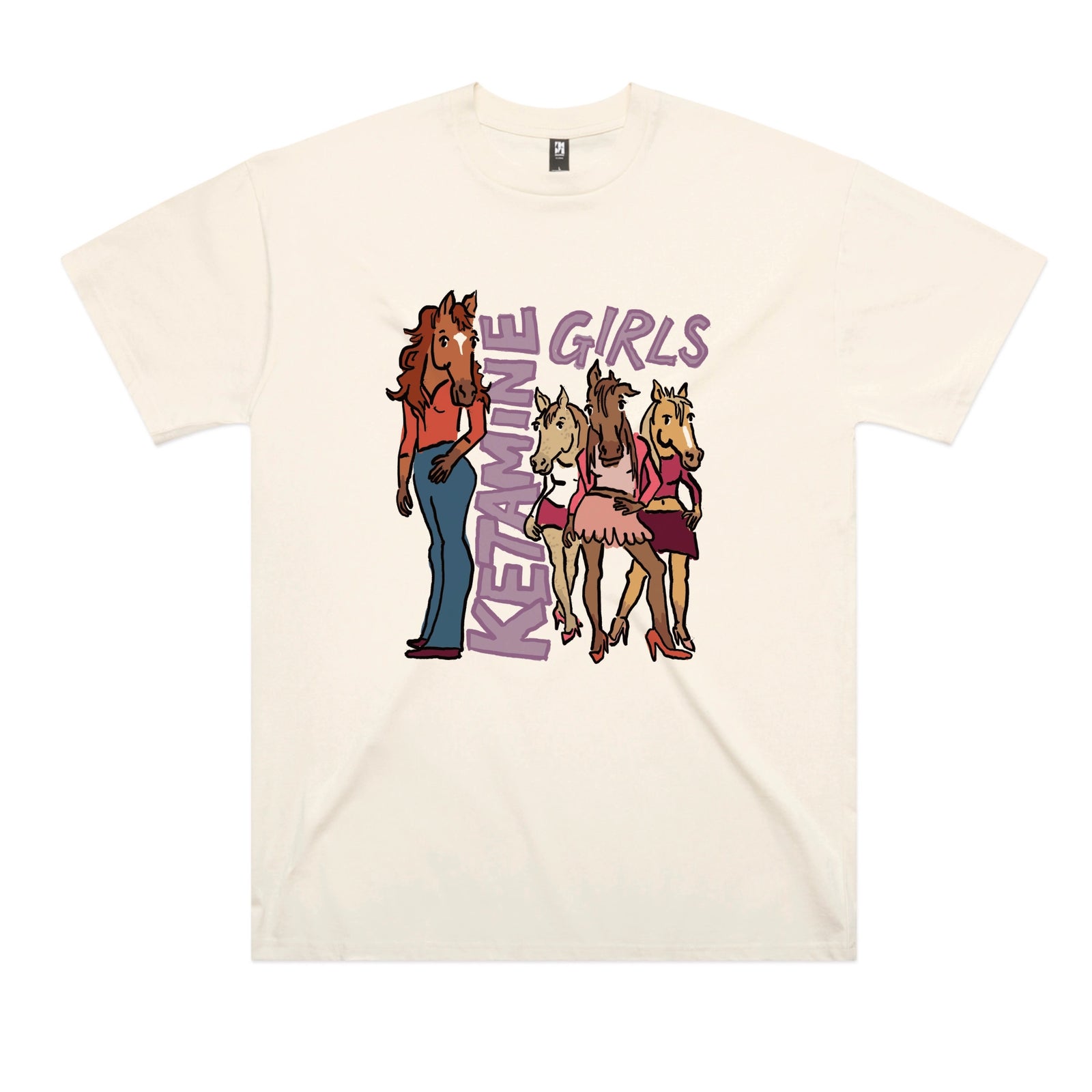 Ecru oversized t-shirt with Ketamine Girls graphic by Lonely Kids Club
