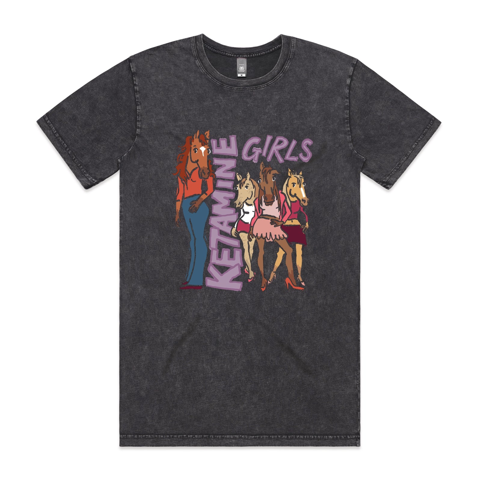 Acid Wash unisex t-shirt with Ketamine Girls graphic by Lonely Kids Club