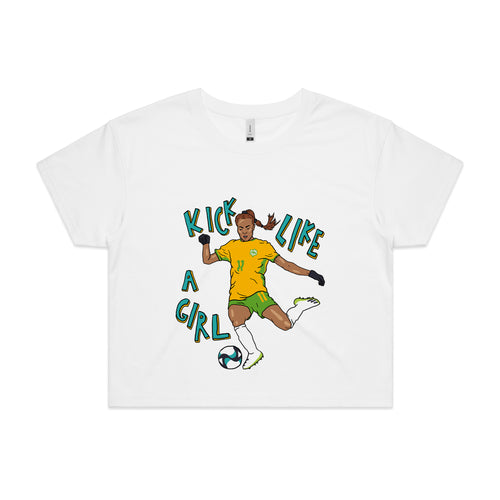 Kick Like A Girl Tee by Lonely Kids Club. All clothing from our T-shirts to our shorts and hoodies are ethically made, and printed packed and shipped from Sydney.