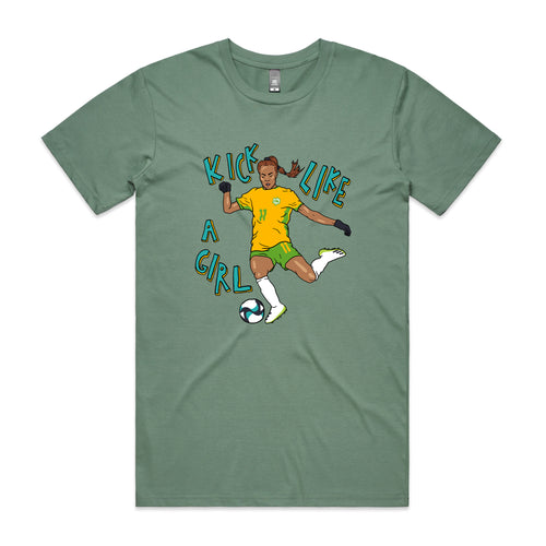 Kick Like A Girl Tee by Lonely Kids Club. All clothing from our T-shirts to our shorts and hoodies are ethically made, and printed packed and shipped from Sydney.