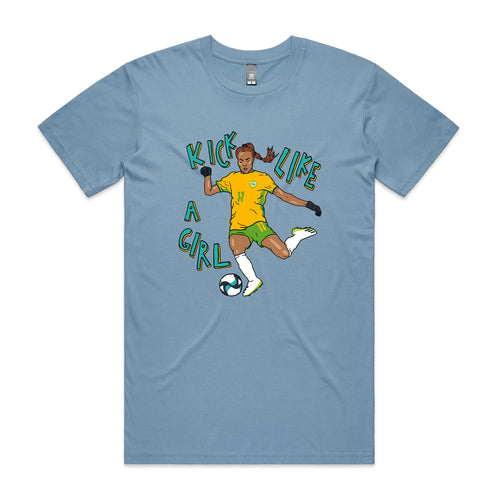 Kick Like A Girl Tee by Lonely Kids Club. All clothing from our T-shirts to our shorts and hoodies are ethically made, and printed packed and shipped from Sydney.