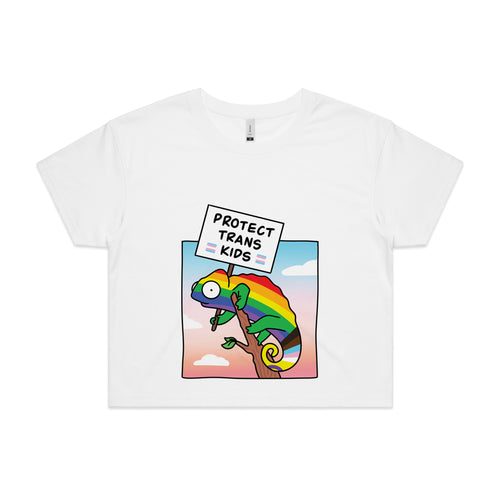 Protect Trans Kids Tee by Lonely Kids Club. All clothing from our T-shirts to our shorts and hoodies are ethically made, and printed packed and shipped from Sydney.