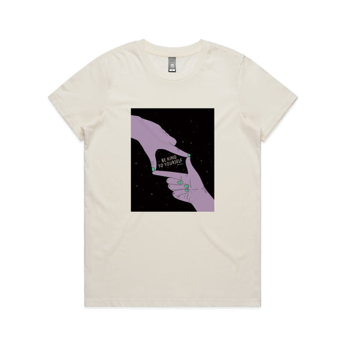 Be Kind To Yourself Tee by Lonely Kids Club. All clothing from our T-shirts to our shorts and hoodies are ethically made, and printed packed and shipped from Sydney.