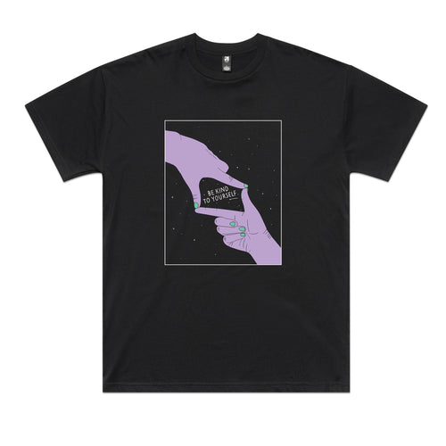 Be Kind To Yourself Tee by Lonely Kids Club. All clothing from our T-shirts to our shorts and hoodies are ethically made, and printed packed and shipped from Sydney.