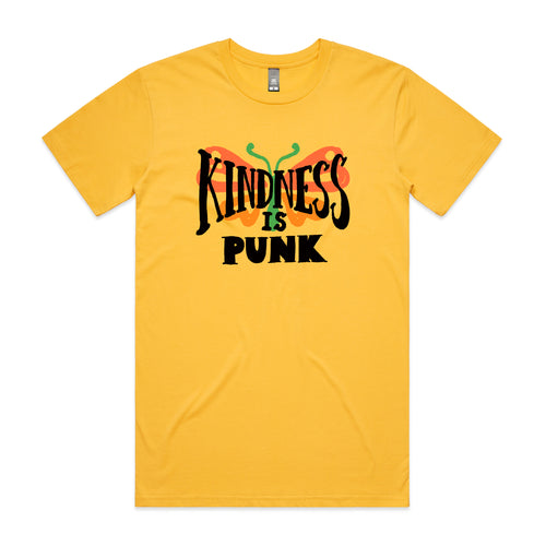 Kindness Is Punk Tee by Lonely Kids Club. All clothing from our T-shirts to our shorts and hoodies are ethically made, and printed packed and shipped from Sydney.