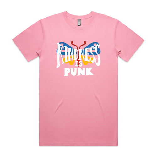 Kindness Is Punk Tee by Lonely Kids Club. All clothing from our T-shirts to our shorts and hoodies are ethically made, and printed packed and shipped from Sydney.