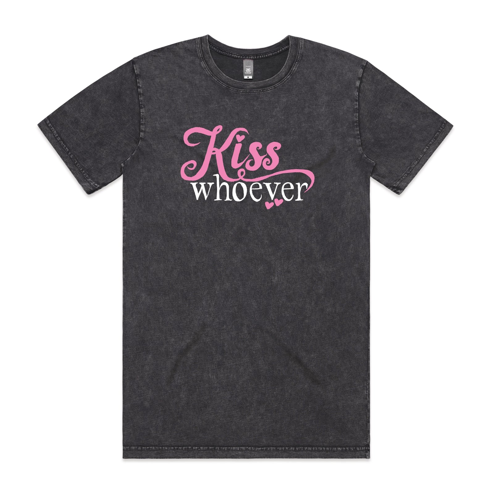 Acid Wash unisex t-shirt with Kiss Whoever graphic by Lonely Kids Club
