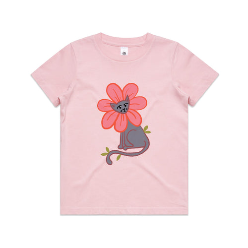 Kitty Flower Kids Tee by Lonely Kids Club. All clothing from our T-shirts to our shorts and hoodies are ethically made, and printed packed and shipped from Sydney.