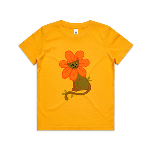Kitty Flower Kids Tee by Lonely Kids Club. All clothing from our T-shirts to our shorts and hoodies are ethically made, and printed packed and shipped from Sydney.