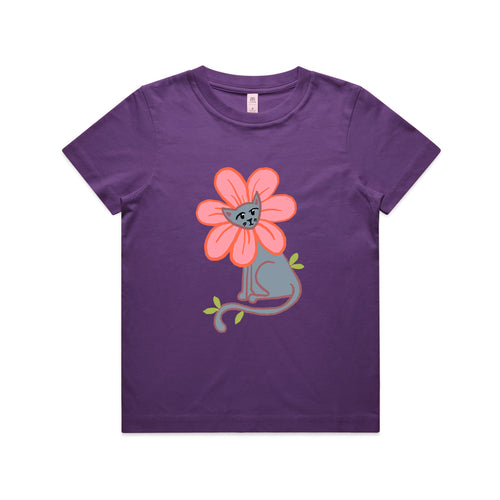 Kitty Flower Kids Tee by Lonely Kids Club. All clothing from our T-shirts to our shorts and hoodies are ethically made, and printed packed and shipped from Sydney.