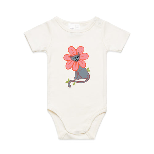 Kitty Flower Baby Onesie by Lonely Kids Club. All clothing from our T-shirts to our shorts and hoodies are ethically made, and printed packed and shipped from Sydney.