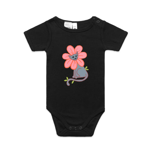 Kitty Flower Baby Onesie by Lonely Kids Club. All clothing from our T-shirts to our shorts and hoodies are ethically made, and printed packed and shipped from Sydney.