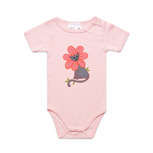 Kitty Flower Baby Onesie by Lonely Kids Club. All clothing from our T-shirts to our shorts and hoodies are ethically made, and printed packed and shipped from Sydney.