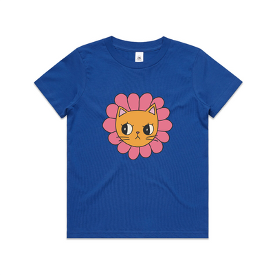 Kitty Flower Kids Tee by Lonely Kids Club. All clothing from our T-shirts to our shorts and hoodies are ethically made, and printed packed and shipped from Sydney.