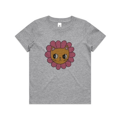 Kitty Flower Kids Tee by Lonely Kids Club. All clothing from our T-shirts to our shorts and hoodies are ethically made, and printed packed and shipped from Sydney.