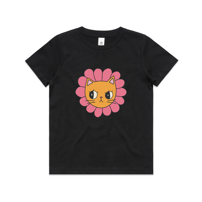 Kitty Flower Kids Tee by Lonely Kids Club. All clothing from our T-shirts to our shorts and hoodies are ethically made, and printed packed and shipped from Sydney.