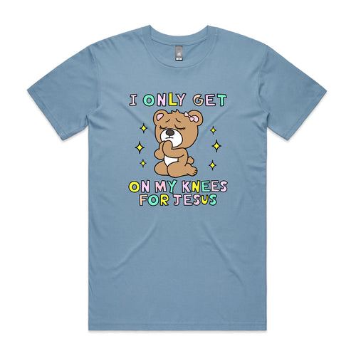 On My Knees Tee by Lonely Kids Club. All clothing from our T-shirts to our shorts and hoodies are ethically made, and printed packed and shipped from Sydney.