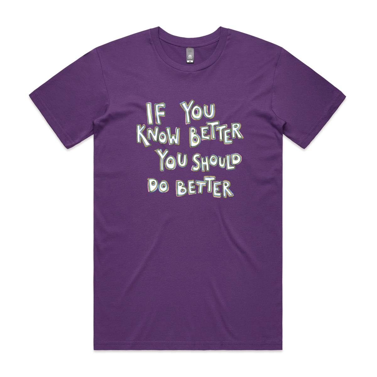 Purple unisex t-shirt with If You Know Better graphic by Lonely Kids Club
