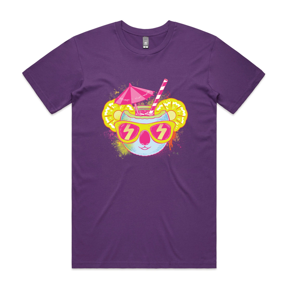 Purple unisex t-shirt with Piña Koala graphic by Lonely Kids Club