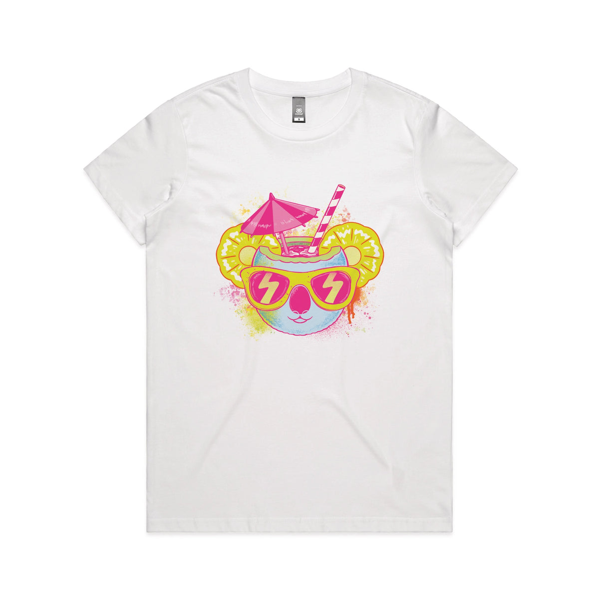 White oversized t-shirt with Piña Koala graphic by Lonely Kids Club