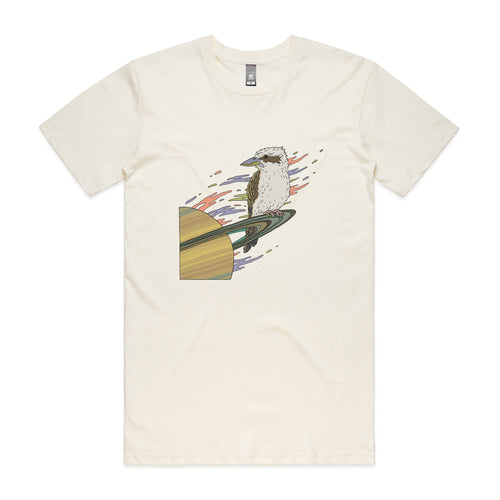 Space Kookaburra Tee by Lonely Kids Club. All clothing from our T-shirts to our shorts and hoodies are ethically made, and printed packed and shipped from Sydney.