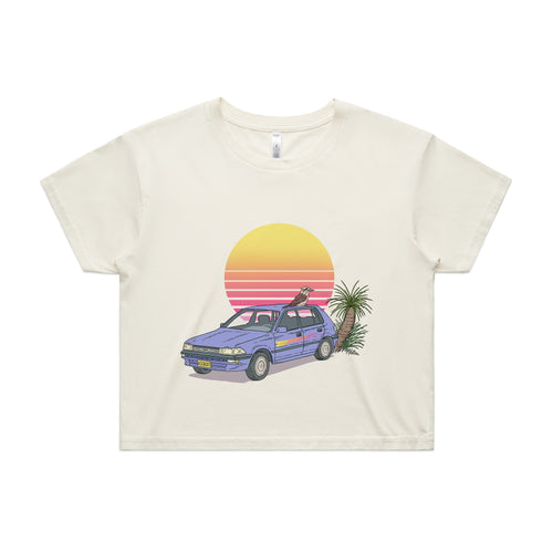 Kookaburra Corolla Tee by Lonely Kids Club. All clothing from our T-shirts to our shorts and hoodies are ethically made, and printed packed and shipped from Sydney.
